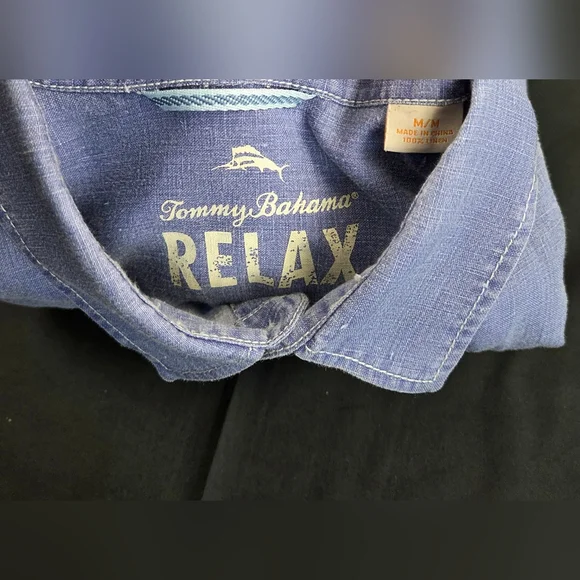 Tommy Bahama Shirt Mens Medium Blue Long Sleeve Button Up Solid 100% Linen - Picture 6 of 9